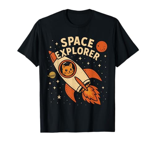 Libro de historietas retro Rocket Cat Astronaut Space Cat Rocket Camiseta