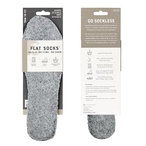 FLAT SOCKS No Show Socks, Sockless Shoe Liner, No Slipping, No Stinking, Washable Barefoot Shoe Insert, Classic2