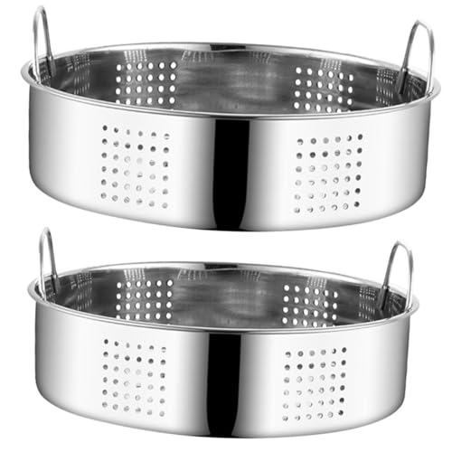 TOBBOMEY 2個 ステンレス製蒸し器トレイ 軽量コンパクト 角丸加工 食品蒸しプレート 丸通気性良好 耐久性抜群 家 業務用対応