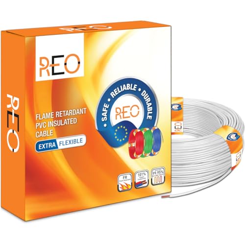 Image of REO by Havells | 1.0 sqmm Copper Wire (90 meter -White)| Class 5 Conductor (99.95% copper)|Flame Retardant - Extra Flexible PVC Insulated Cable Ideal for Domestic (WRFFDNWA11X0)