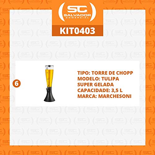 Kit - 6 Torres de Chopp Tulipa 3,5l Super Gelada - Marchesoni