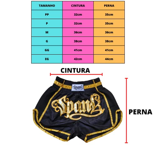 Short Calção de Muay Thai Modelagem Tailandesa - Spank (Dourado, M)