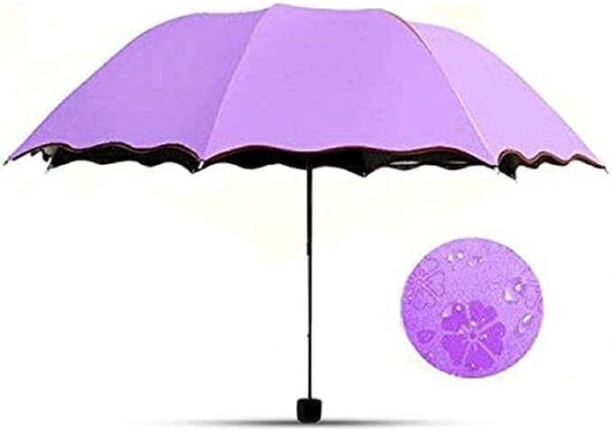 KPS Magic Umbrella (Random Color wiil be provided) : 3 Fold Anti UV Protection,Triple Folding Mini Blossom Magic Compact Umbrella During Rain for Girls and Women
