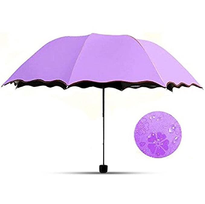 KPS Magic Umbrella (Random Color wiil be provided) : 3 Fold Anti UV Protection,Triple Folding Mini Blossom Magic Compact Umbrella During Rain for Girls and Women