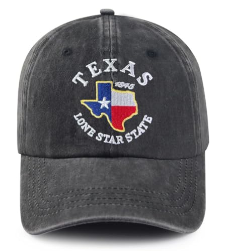 Bshuey Texas Fashion Embroidered Hat for Men Women Cotton Adjustable Baseball Cap Hats Black