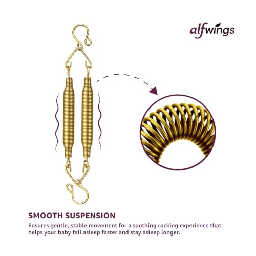 Image of Combo Set Baby Cradle Spring and Hanger | Up to 15 Kg | for Swing Jhula Straight Hanging Spring for, Thottil Hook Jhoola Palna (Gold, Center Hole)