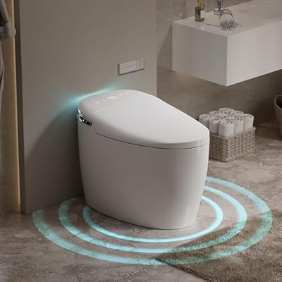 Bybarenova Smart Toilet, Auto Open/Close Lid, Auto Flushing Bidet Toilet with Heated Seat, SPA Warm Water Sprayer and Dryer, Elongated Egg Shape Tankless Toilet, 12'' Rough-in