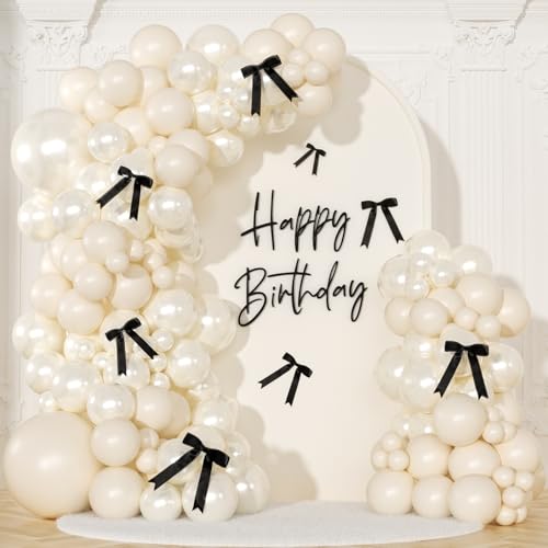 White Sand Balloon Arch Kit 141 Pcs Pearl White Balloons
