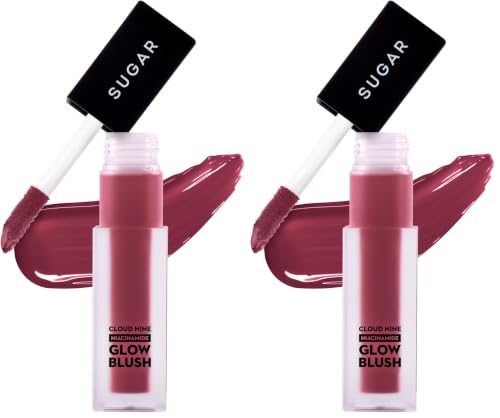 Image of SUGAR Cosmetics Cloud Nine Niacinamide Glow Blush | Long lasting & Ultra-Pigmented | Dewy Finish | 7.6ml - 05 Bingo Plum (Pack of 2)