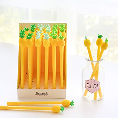 12 bolígrafos con tinta gel diseño piña para oficina miniatura 3