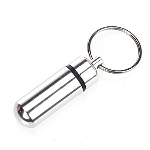 Moligh doll 1pcs Waterproof Aluminum Pill Box Case Bottle Cache Drug Holder Keychain Container Colorful (L)