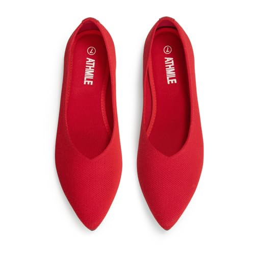 Image of ATHMILE Pointed Toe Flats for Women Comfortable Knit Ballet Flats Shoes | Slip-on Lightweight Dressy Work Shoes Machine Washable Womens Flats for Work Office Business Casual Wedding