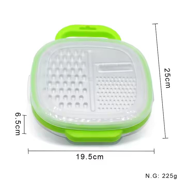 Image of Vegetable Grater with Pot and Lid, Food Grade Stainless Steel Multi-Functional, 3 Different Blades and Food Container Manual Kitchen Grater with Multi-Use Tank(Multi Color)