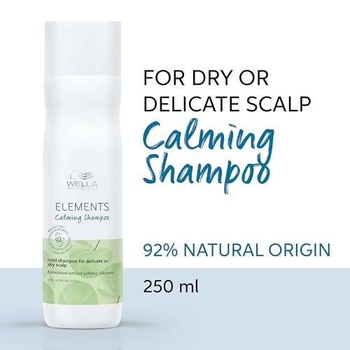 Image of Wella Professionals Elements Calming Shampoo | 250 ml | Gentle, Mild Hair Cleanser | Sulfate, Silicone & Paraben Free | 92% Natural Origin Ingredients (Pack of 2)