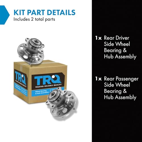 Image of TRQ Rear Driver and Passenger Side 2 Piece Wheel Bearing and Hub Assembly Set Compatible with 2006-12 Honda Civic Hybrid, 2006-12 Honda Civic GX, 2009-12 Hybrid-L