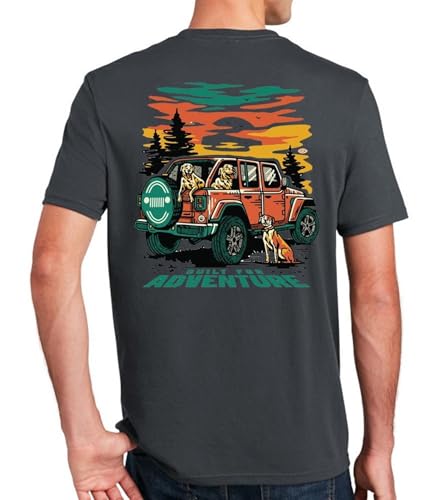 Jeep Mens Built for Adventure Dogs Vintage Logo Super Soft Cotton Khaki T-Shirt3