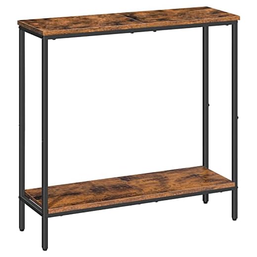 HOOBRO 29.5 Inches Console Table, Narrow Entryway Table with Shelves, Small Sofa Table, Side Table, Display Table, for Hallway, Living Room, Bedroom, Foyer, Rustic Brown and Black BF22XG01