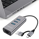 TWOPAN USB 3.0 Hub Ethernet, Aluminum USB C to Ethernet Adapter, 3 Port USB C Hub for Laptop, RJ45 LAN Adapter for 24 inch iMac 2021, New MacBook Pro/Air, Chromebook, Pixelbook, Surface, Yoga, XPS