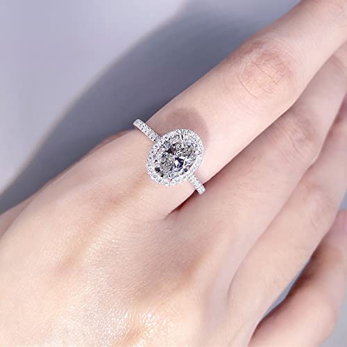 3.0 Carat Oval Moissanite Engagement Ring, S925 Sterling Silver, 18K White Gold Plated, GHI Color VVS Clarity2