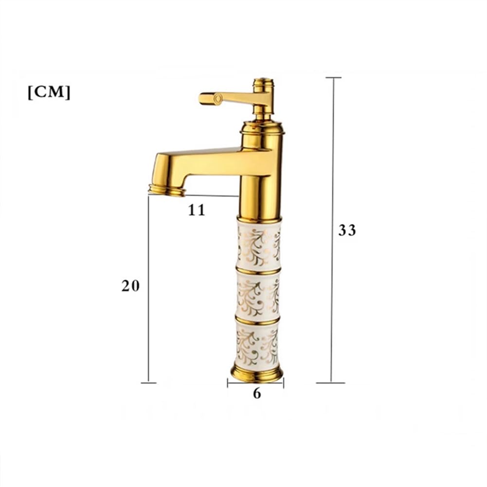 Grifo De Baño Grifo Lavabo Alto, Estilo Vintage Retro Latón Monomando Mezclador De Lavabo, Ajustable Para Agua Fría Y Caliente, Oro Rosa