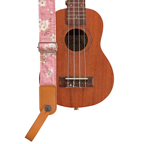 MUSIC FIRST Sangle pour ukulélé vintage en mousseline souple et cuir véritable avec sangle en cuir véritable Rose Sakura - Les Beatles, Paul McCartney, John Lennon, RIngo Starr, George Harrison MUSIC FIRST Sangle pour ukulélé vintage en mousseline souple et cuir véritable avec sangle en cuir véritable Rose Sakura – Image 8