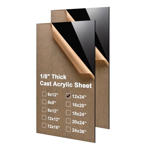 Image of KINLINK 12x24 Acrylic Sheets, 1 /8inch (3mm) Black Plexiglass Sheets, Black Plasitc Board with Protective Paper for DIY Project, Craft, Picture Frames, Sign, Weding invitaton, 2 Pack