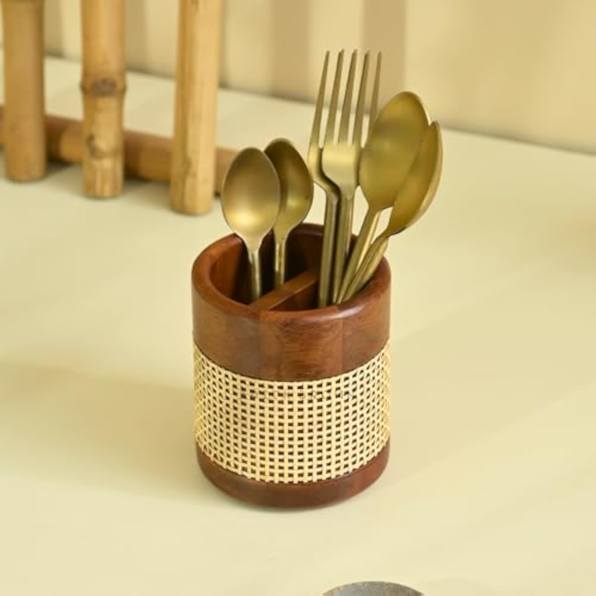 Premium Wooden Tresso Cutlery Holder Spoon Stand
