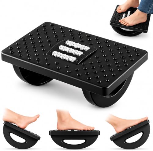 Apoio para Pés Ergonômico com Rodas de Massagem para Escritório e...