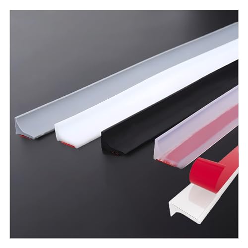 Schwallschutzleiste Dusche Selbstklebend, Silikon Wasserstopper & Duschdichtung | Nass-Trockentrennung Wasserbarriere für Bad & Küche | Bodenabdichtung, Zuschneidbar (Schwarz 2m)