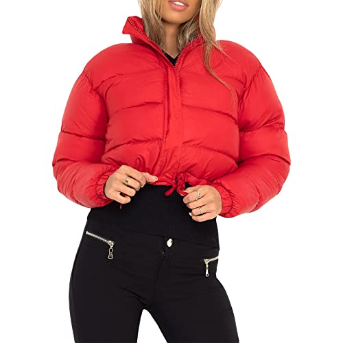 XIXIMAON Doudoune Légère Femme Veste Matelassée Hiver Manteau en Duvet Chaud Blouson Court Casual à Col Montant Fermeture Éclair (Rouge , S ) Cover