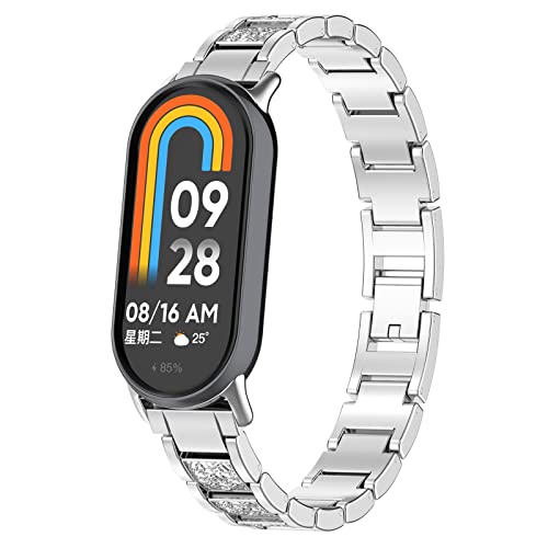 PINHEN Compatible avec Xiaomi Mi Band 8/9/10 Bracelet,Métal Réglable Bracelet Smart Watch Accessoires pour Femmes Hommes Bandes de Remplacement – Image 3