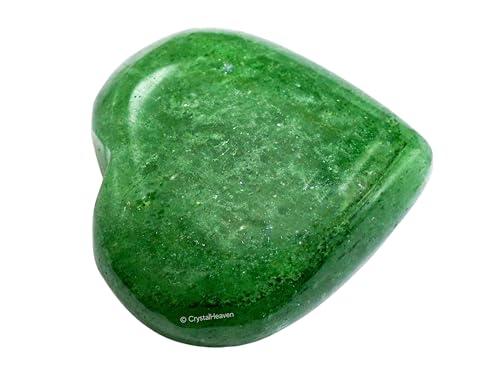 Image of Crystal Heaven Certified Green Strawberry Quartz Heart Palm Pebbles Stones For Anxiety Stress Relief Massage - Aaa Grade Original Healing Gemstone Agate Heart Palm Stone For Yoga Meditation Spiritual