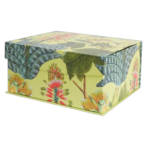 RHS Cardboard Storage Box Medium, Tropical Design, Gift Boxes, Home Decoration, with Magnetic Lid Closure, Decorative Present Hamper Box, Craft Organiser, Keepsake and Memory Storage