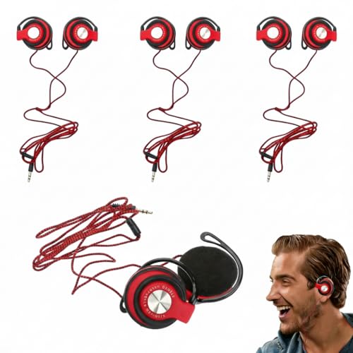 DOITOOL 3 Pack Auriculares con Cable Deportivos In Ear   Cascos Jack 3.5mm Anticaída con Gancho Metálico y Microfono Integrado para Running Gimnasio PC Movil Rojo
