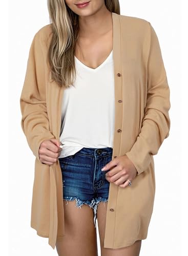 Eytino Plus Size Cardigan for Women Button Down Long Sleeve Lightweight Open Front 2025 Fall Trendy Cardigan Sweater(1X-5X)