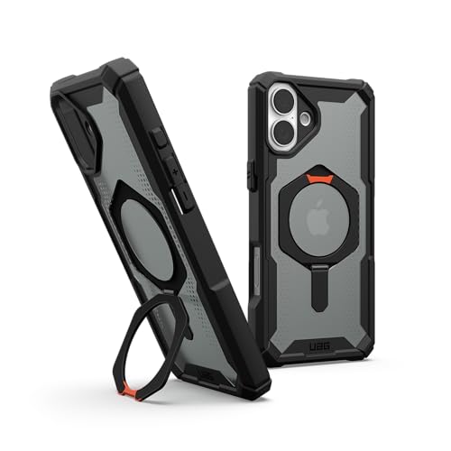 URBAN ARMOR GEAR Plasma XTE Case für Apple iPhone 16 Plus Kickstand Hülle (Wireless Charging/magnetisches Aufladen kompatibel, Handyhülle aufstellbar, 6 Meter Fallschutz) schwarz/orange