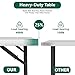 MAKE CHANGES Folding Table 4ft - Heavy Duty Fold-in-Half Plastic Table with Adjustable Height, Portable Utility Tables with Steel Legs for Indoor, Outdoor, Picnic, Camping, Dining, Party (White)