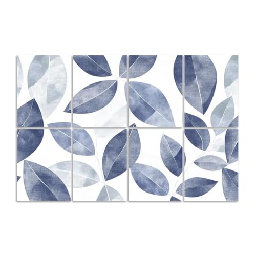 8 Pack Art Acoustic Panels Paneles Acústicos Absorbentes de Sonido Abstractos Azul Gris Moderno Rama de Árbol Simetría Interconectada Paneles Decorativos Autoadhesivos para Estudios de Grabación Oficina 48"x32" miniatura 1