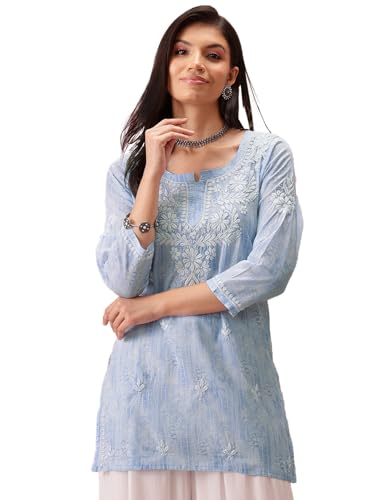 Image of Ada Hand Embroidered Lucknowi Chikankari Cotton Top for Women A911411