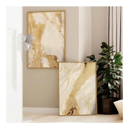 Art mural marbre beige or noir de qualité premium avec châssis intégré