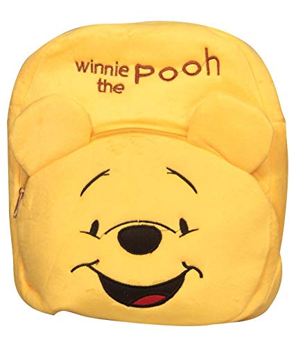 Soft Material School Bag for Kids Plush Backpack Cartoon School Bag for Kids(Age 2 to 6 Year) (Winnie The Pooh)(Yellow)