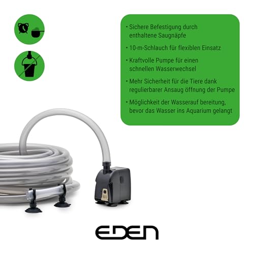 Eden 94235 CDA 600 Wasserwechselsystem Komplettset für einen schnellen und leichten Aquarium Wasserwechsel inkl Aquarium Pumpe, 10m Aquarium Schlauch und Saugnäpfen
