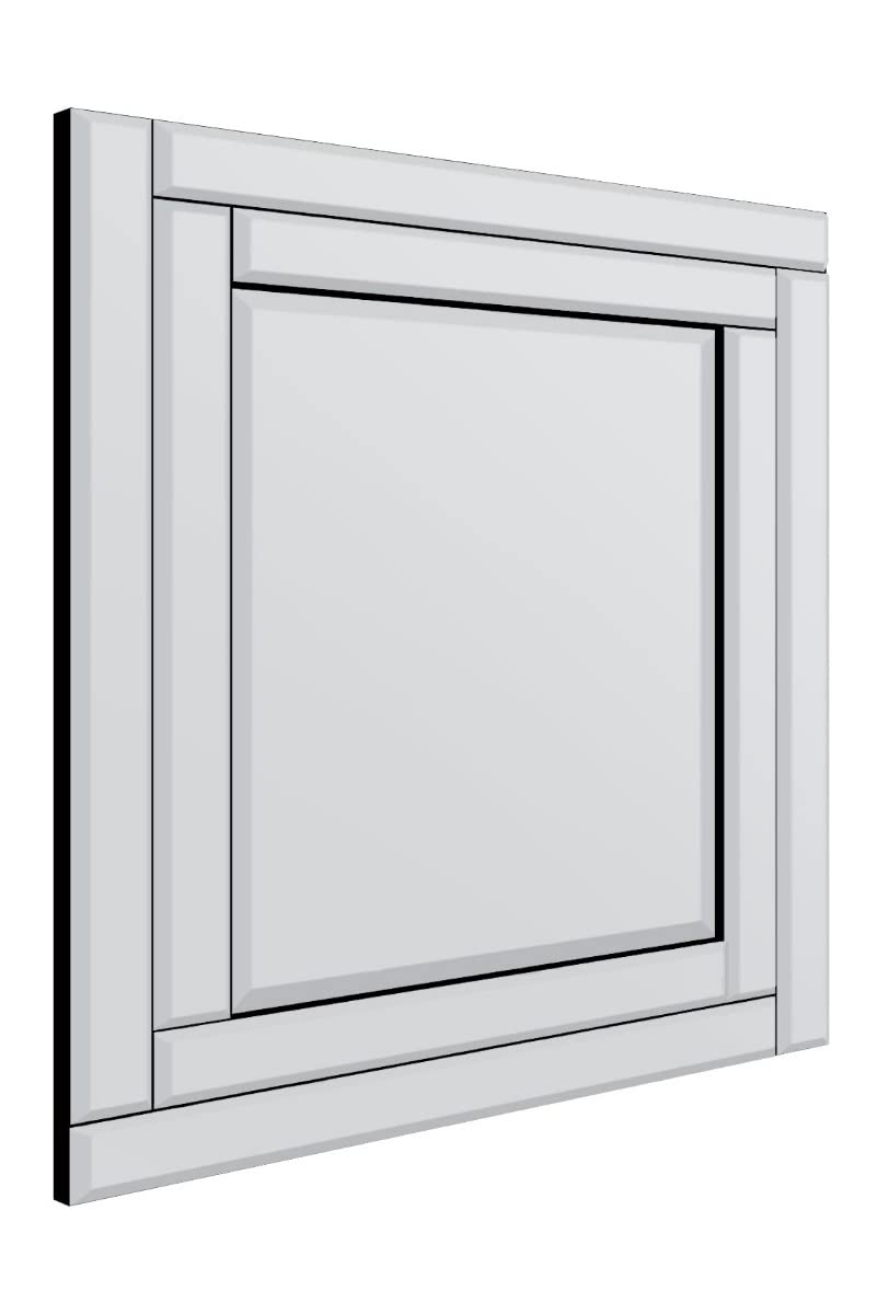 Mirroroutlet Clear/Transparent Large Modern Venetian All Glass Double Framed Wall Mirror 2Ft3 X 1Ft11 (68Cm X 58Cm),Yc127,