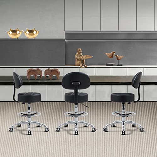 Kastele Height Adjustable Rolling Desk Stool Swivel Chair With Extra Large Extra Thick Seat And Casters Heavy Duty For Salon, Spa, Massage,Tattoo,Esthetician,Shop,Kitchen, Black, Glideextrathick #TOP6