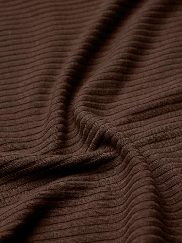 Image of The Souled Store Mocha Brown Solids Women and Girls Pull On Polyester Blend Regular Fit Ribbed Pants