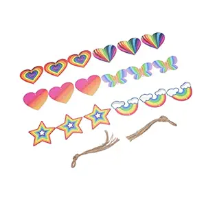 Ketsicart Wood Rainbow Ornaments, Safe Wooden Heart Rainbow Ornaments Create Ambience for Windows for Doors