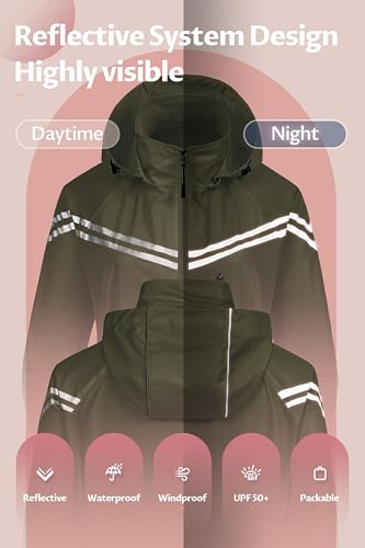 Image of CREATMO US Women's Sun Jackets Lightweight Packable Shirts UPF 50+ Hoodie Reflective Cycling Jacket With Detachable Hood