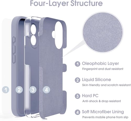 Image of mobistyle Designed for iPhone 16 Plus | Soft Silicone Liquid Protective | Microfiber Lining Phone Back Cover Case for iPhone 16 Plus (Grey)