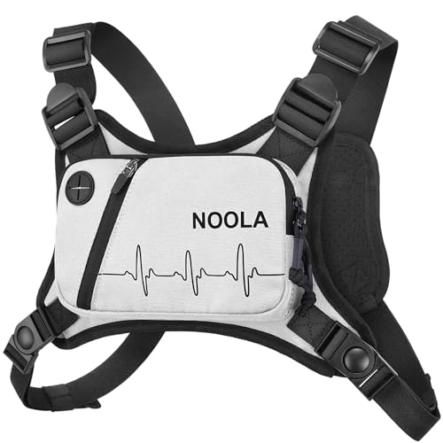 NOOLA Running Chest Pack, Running Vest for Men Women with Reflective Back, Lightweight Sport Chest Bag for Runners, Cycling, Biking, EDC Pouch, Phone Holder Carrier for Jogging, White