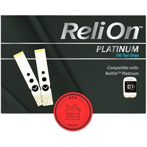Platinum Blood Glucose Test Strips | Blood Glucose Test Strip | Blood Sugar Test Strips | Platinum Test Strips 100 Count + STS Sticker. Cover